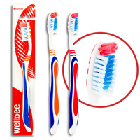 WELLBEE Szczoteczka do zębów dla dorosłych o średniej twardości (blister 3) - mix kolorów 1szt