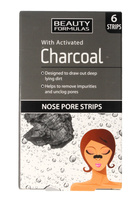 Beauty Formulas Charcoal Płatki oczyszczające na nos z aktywnym węglem 1op.-6szt