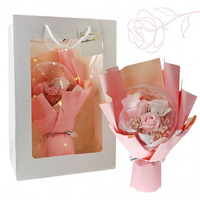 ECARLA Bukiet zapachowych kwiatów mydlanych w torebce na prezent, kula, świecące LED (BUK14R)