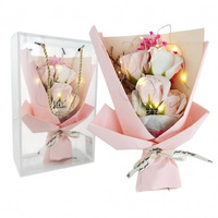 ECARLA Bukiet zapachowych kwiatów mydlanych w pudełku na prezent, świecące LED (BUK16)