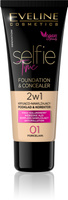 EVELINE Selfie Time Podkład 2w1 kryjąco-nawilżający nr 01 Porcelain 30 ml