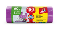 JAN NIEZBĘDNY Worki na śmieci HD z uszami 60 L - zapach owoców leśnych 18 sztuk (15 + 3 gratis)