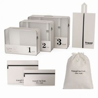 ECARLA Zestaw podróżny 7 sztuk kosmetyczek - organizerów kremowych KS142K