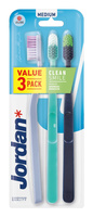 Jordan Szczoteczka do zębów Clean Smile - medium 1op.-3szt - mix kolorów