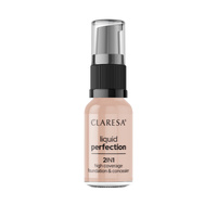 CLARESA Liquid Perfection Korektor i Podkład kryjący w płynie 2in1 nr 104 Nude  18g