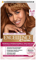 LOREAL Excellence Creme Farba do włosów 6.41 Jasny bursztynowy brąz