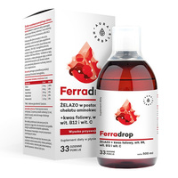 AURA HERBALS Ferradrop Żelazo + Kwas Foliowy - suplement diety w płynie 500 ml (33 dzienne porcje)