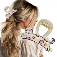 ECARLA Klamra do włosów Kot XL 8x6cm masa perłowa kremowa SP368