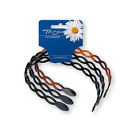 TOP CHOICE Opaska ażurowa - komplet - 3 sztuki (czarna błysk + czarna mat + bursztyn)