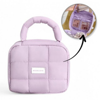 ECARLA Kosmetyczka damska - kuferek z rączką pikowana Fioletowa KS139FIO