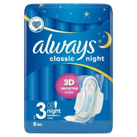 ALWAYS Classic Podpaski ze skrzydełkami - Night (rozmiar 3) 1op.-8 sztuk