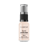 CLARESA Liquid Perfection Korektor i Podkład kryjący w płynie 2in1 nr 101 Light 18g