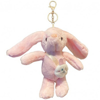 ECARLA Brelok do kluczy - Królik puchaty pluszowy różowy BRL368R