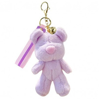 ECARLA Brelok do kluczy - Miś puchaty pluszowy fioletowy BRL359FIO