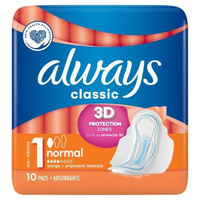 ALWAYS Classic Podpaski ze skrzydełkami - Normal (rozmiar 1) 1op.-10 sztuk