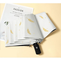 ECARLA Parasolka automatyczna biała w złote listki