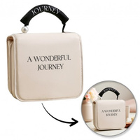 ECARLA Kosmetyczka rozkładana - kuferek z rączką kremowy KS153K