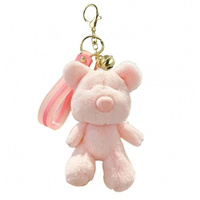 ECARLA Brelok do kluczy - Miś puchaty pluszowy różowy BRL359R